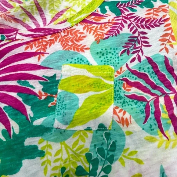 Fresh Produce Tropical Leaf Print Tunic Top Women’s S Asymmetrical Bottom - Picture 11 of 14